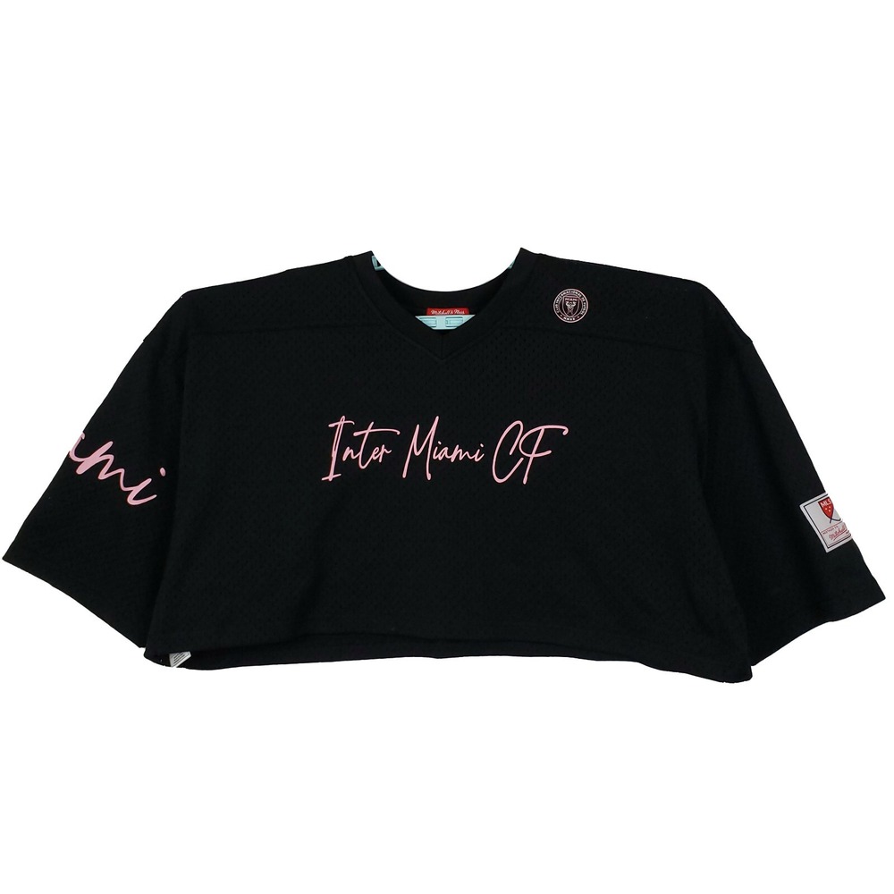 Inter Miami CF Mitchell & Ness MLS Womens Medium Jersey Crop Top Black New